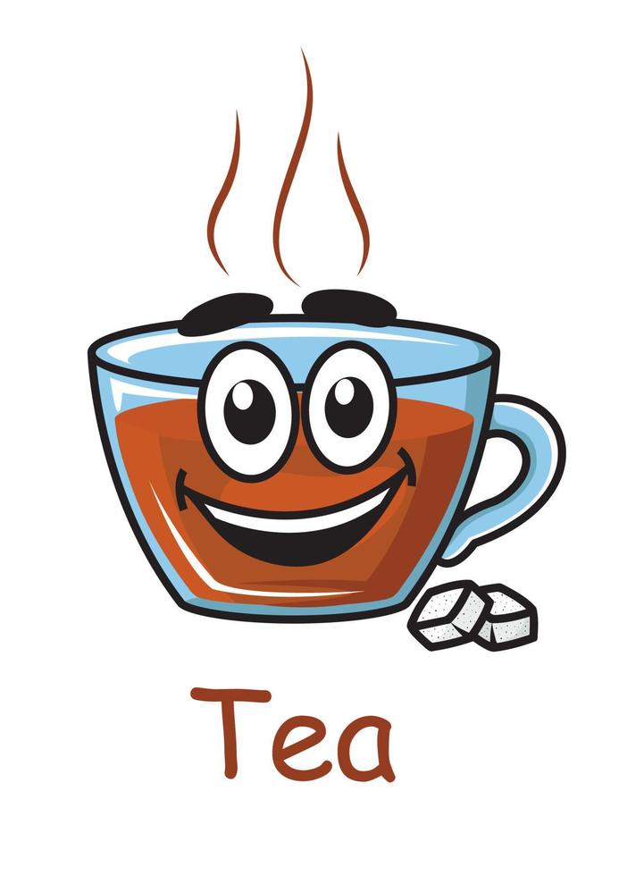 taza de té de dibujos animados vector