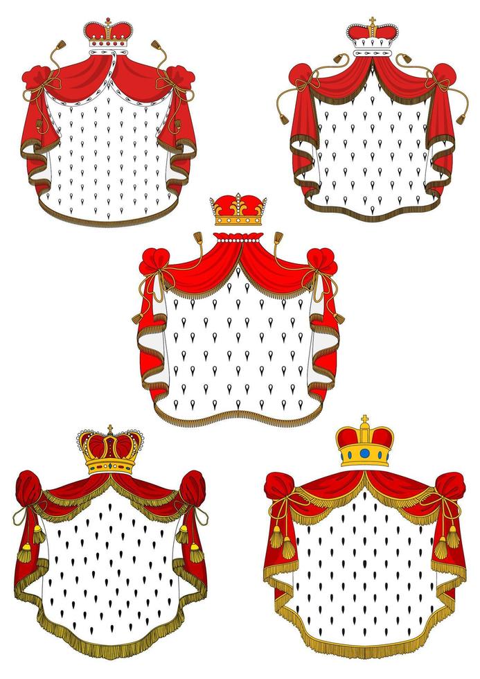 conjunto de mantos reales rojos heráldicos vector