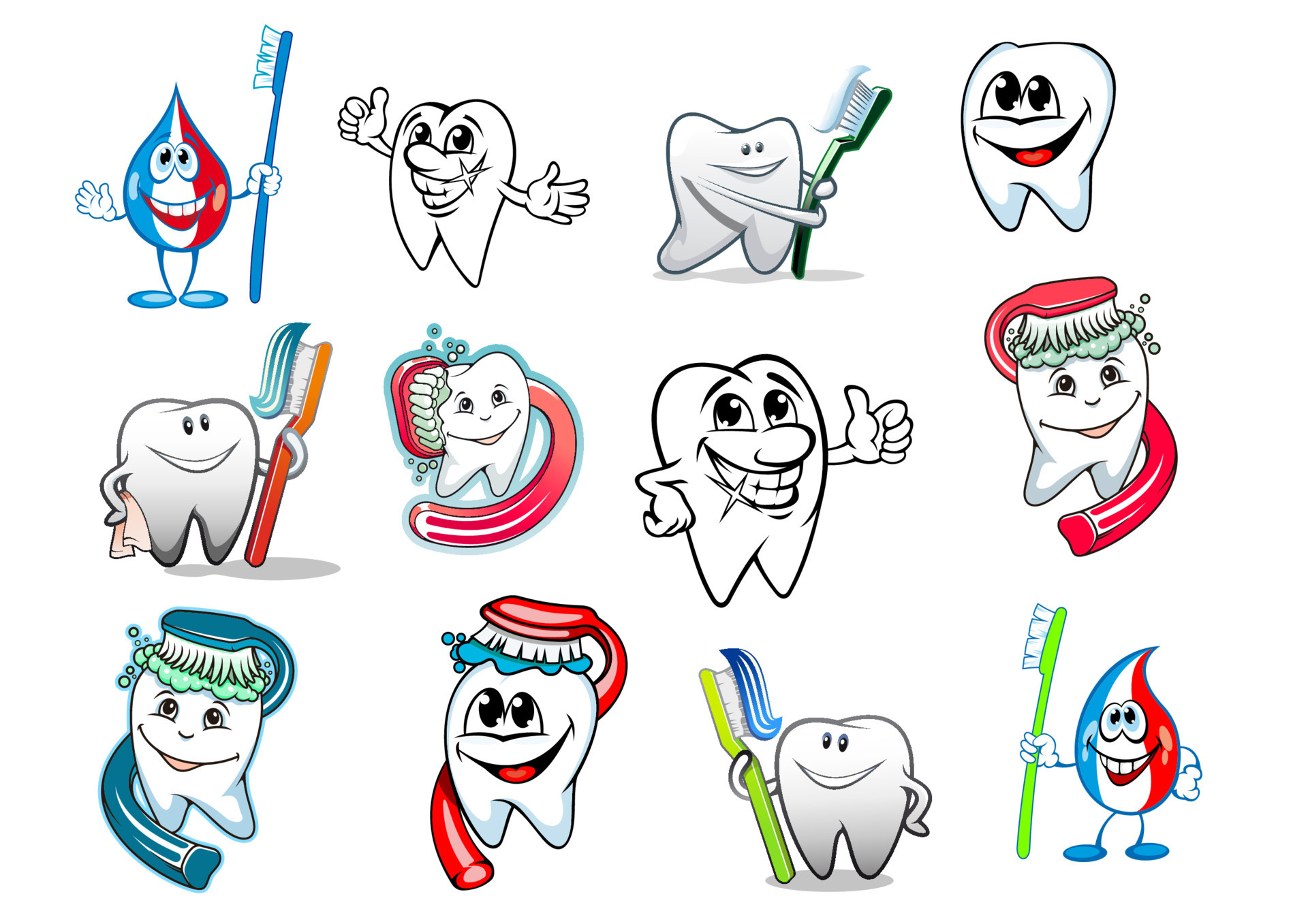 Cartoon tooth hygiene set 11520138 Vector Art at Vecteezy