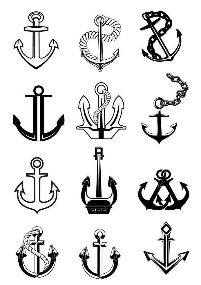 Ship anchors set vector