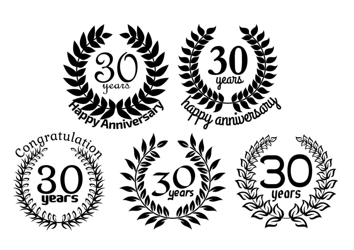aniversario coronas de laurel 30 años vector
