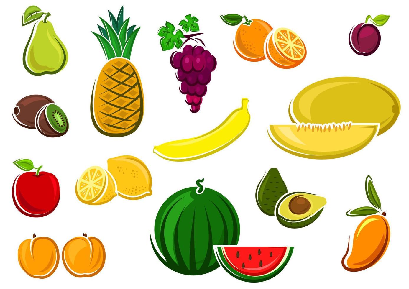 Juicy healthy fresh isolated fruits vector