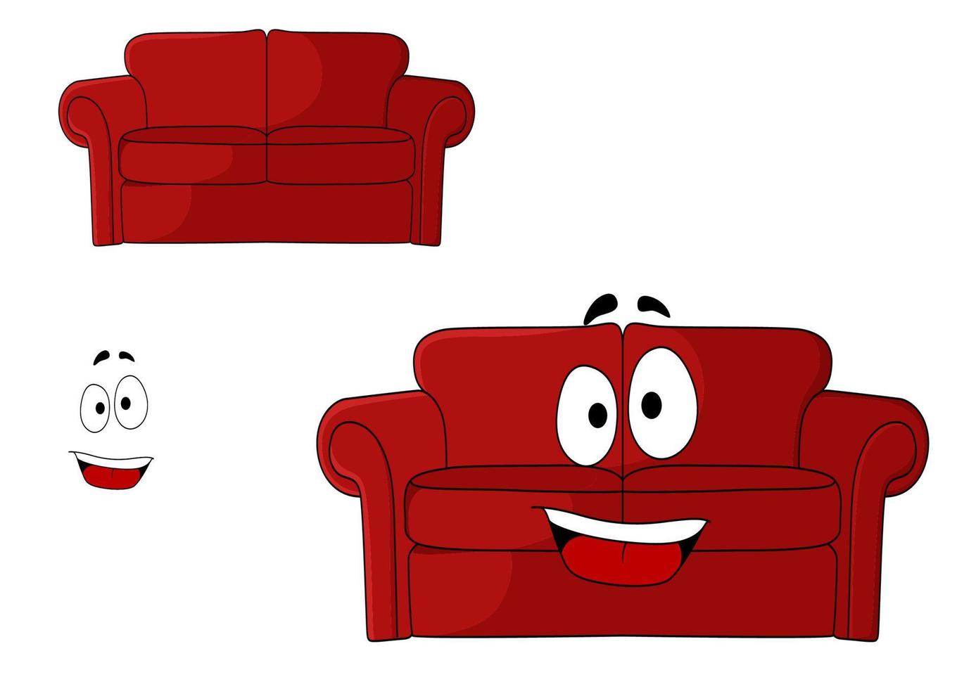 Fun cartoon upholstered red couch vector