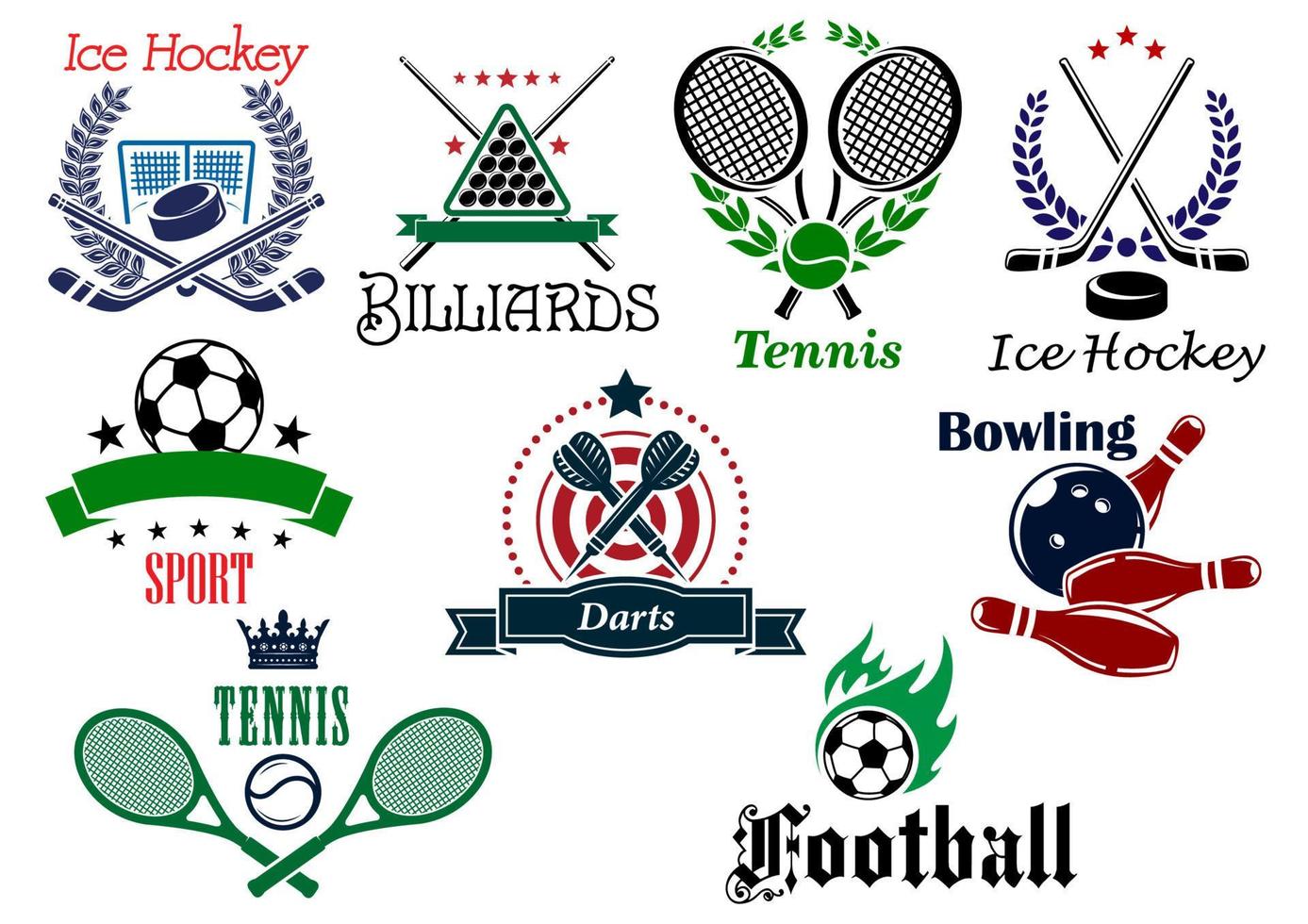 Team and individual sports heraldic emblems vector