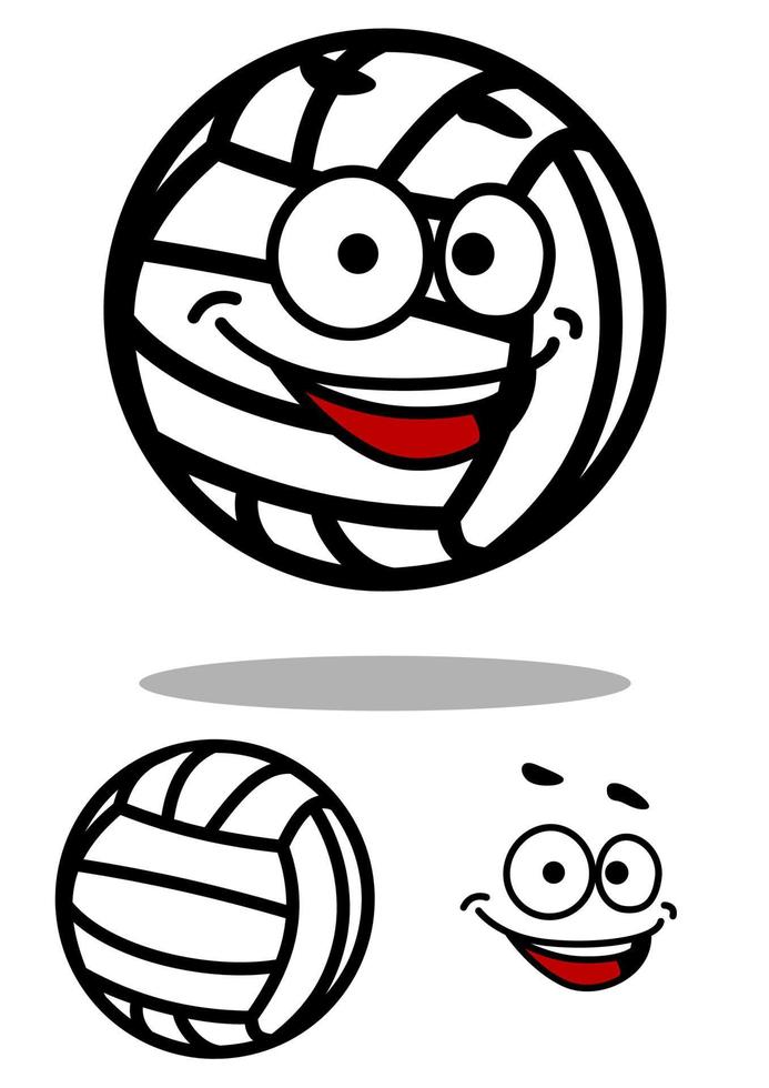 Cartoon white volleyball ball character vector