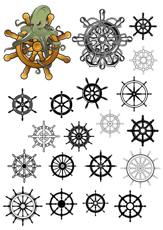 Heraldic nautical isolated helms set vector