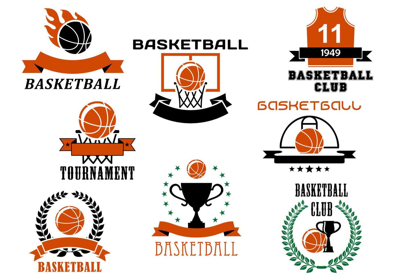 Basketball game emblems and symbols vector