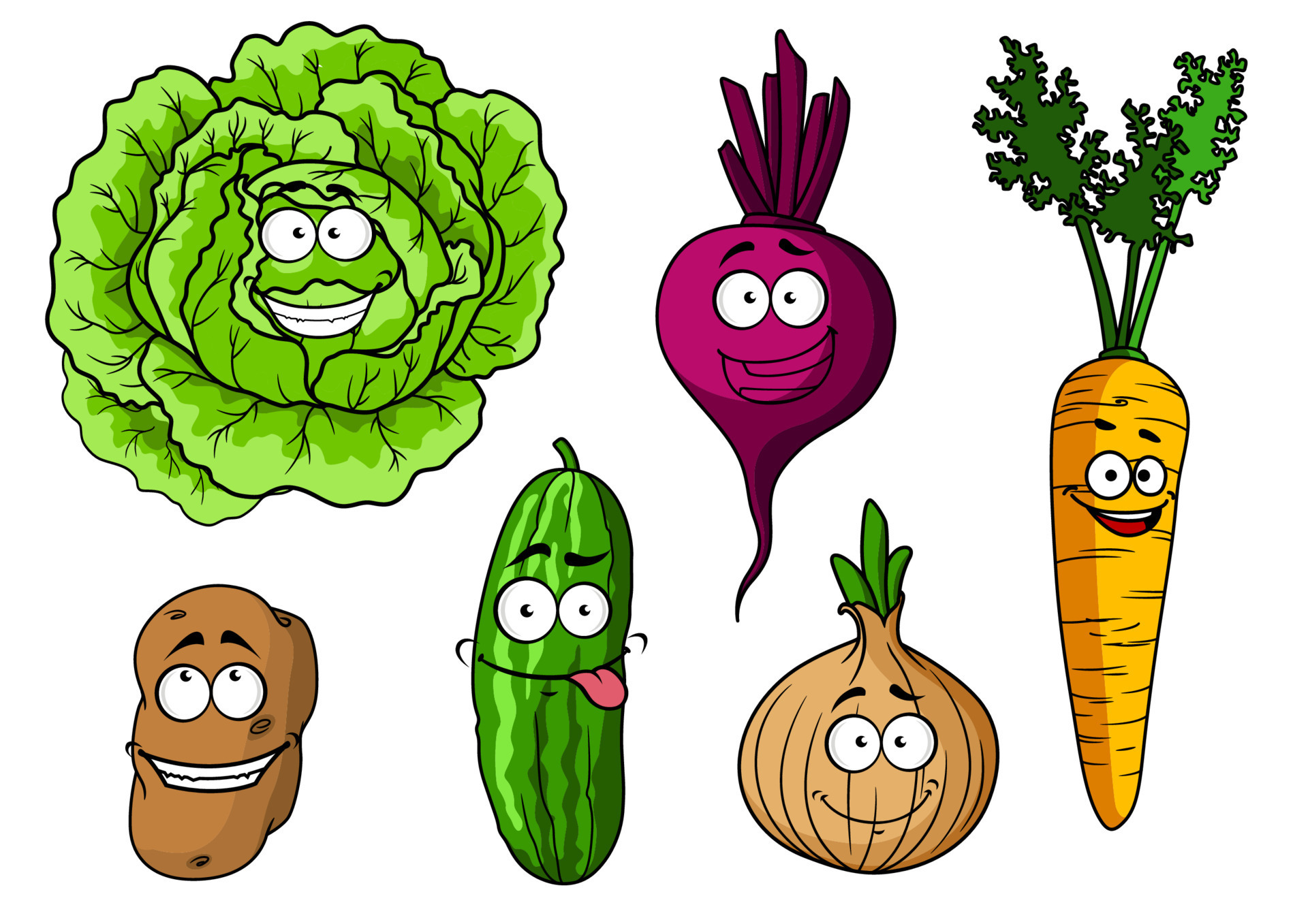 Cartoon fresh vegetables set 11520488 Vector Art at Vecteezy