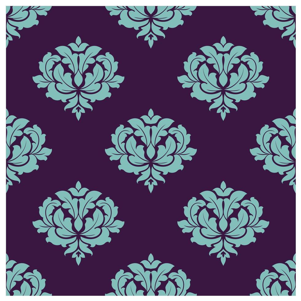 Turquoise colored floral seamless pattern vector