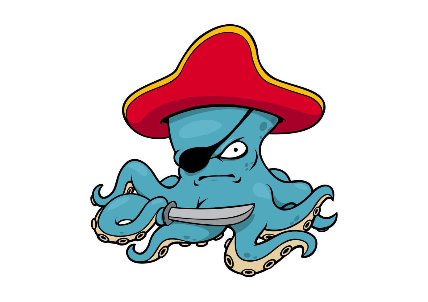 Blue octopus pirate vector