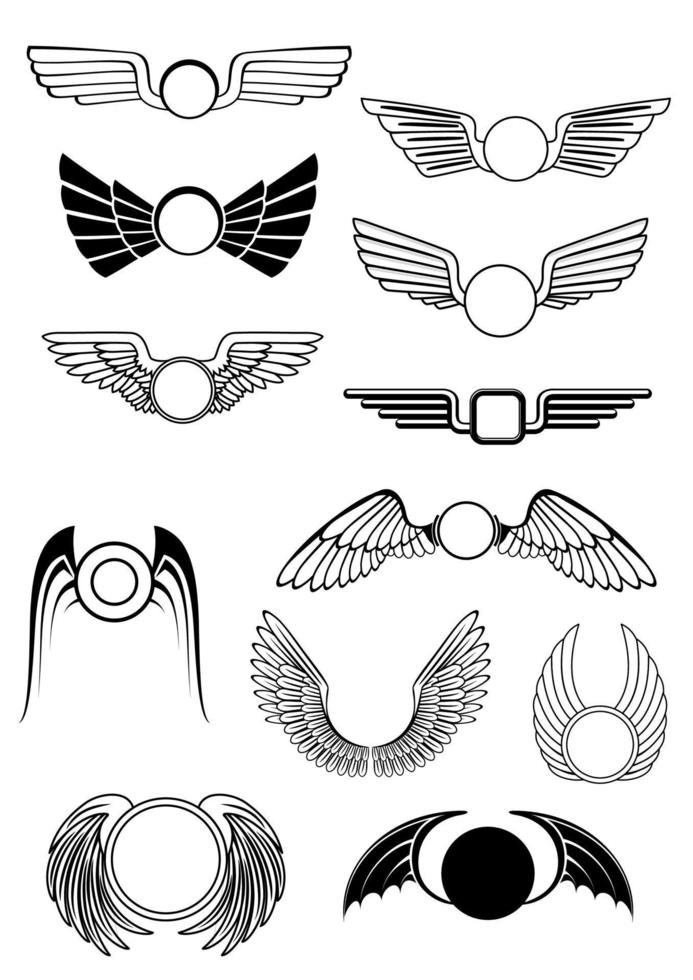 Heraldic wings set vector