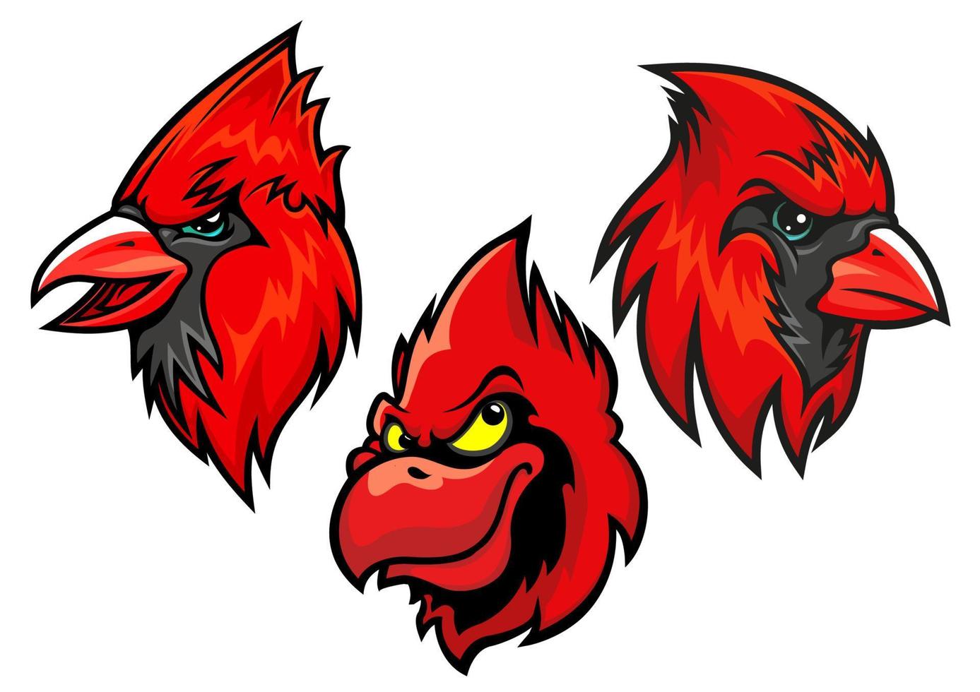 conjunto de cabezas de pájaro cardenal vector