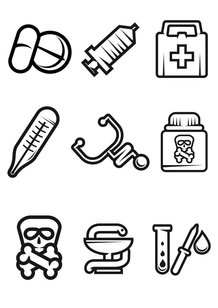 Outline medical icons set vector