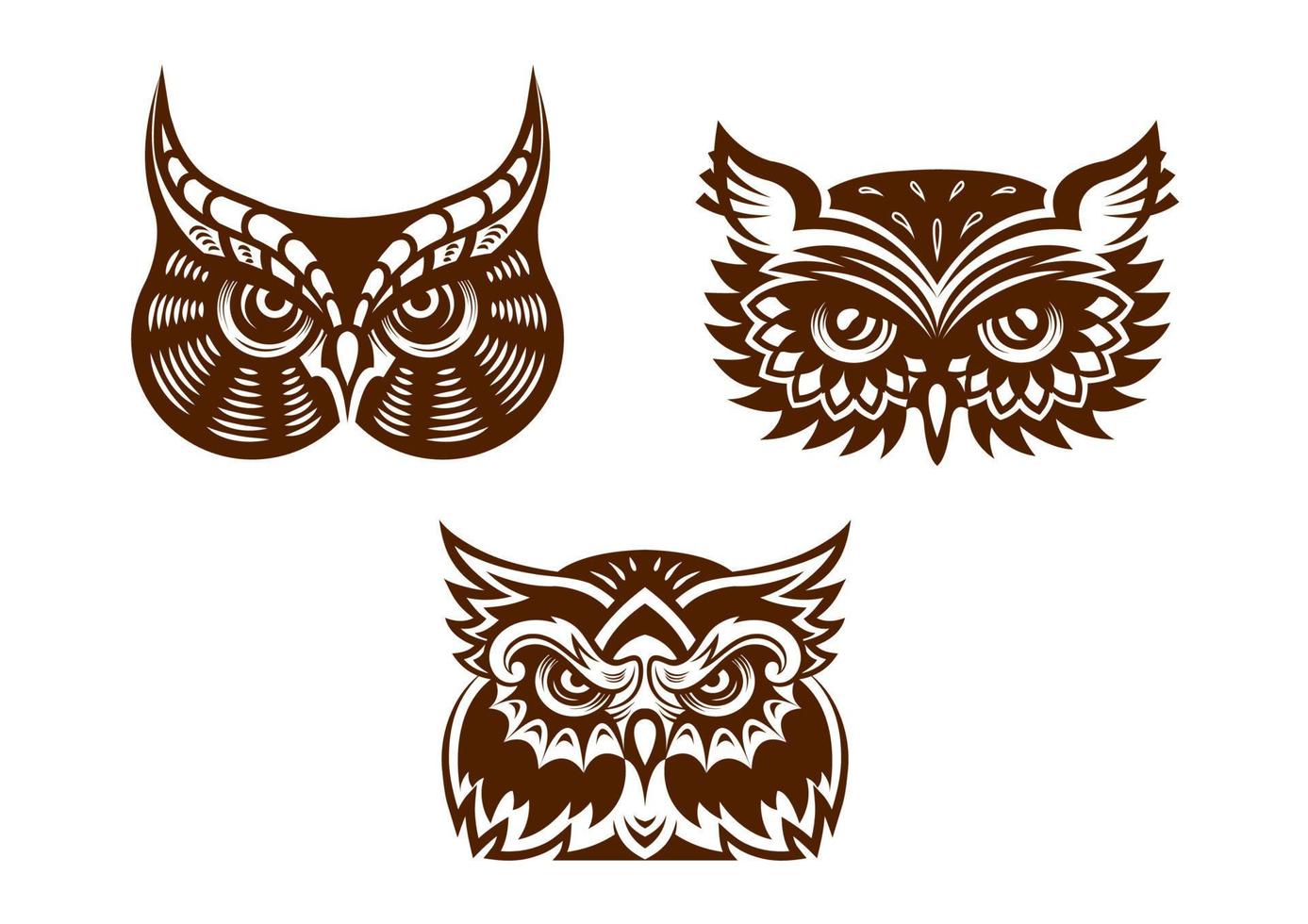 Wise old owl heads vector