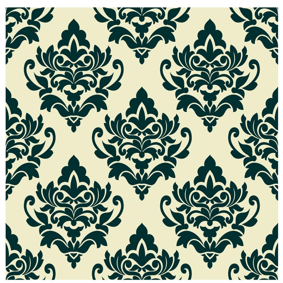 Floral green damask seamless pattern vector