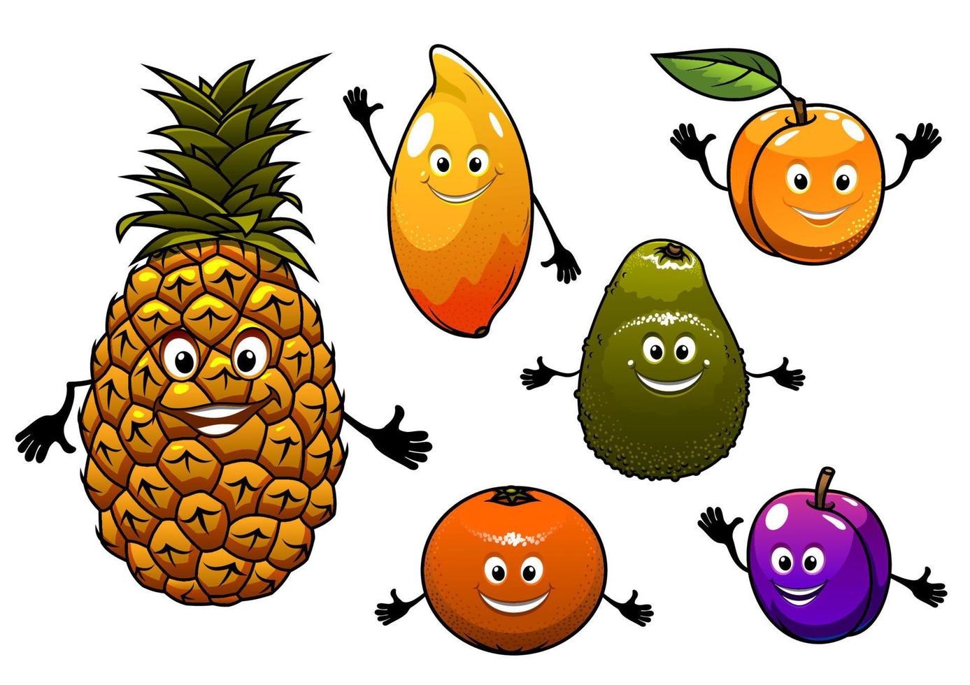 Cartoon fresh fruits set vector