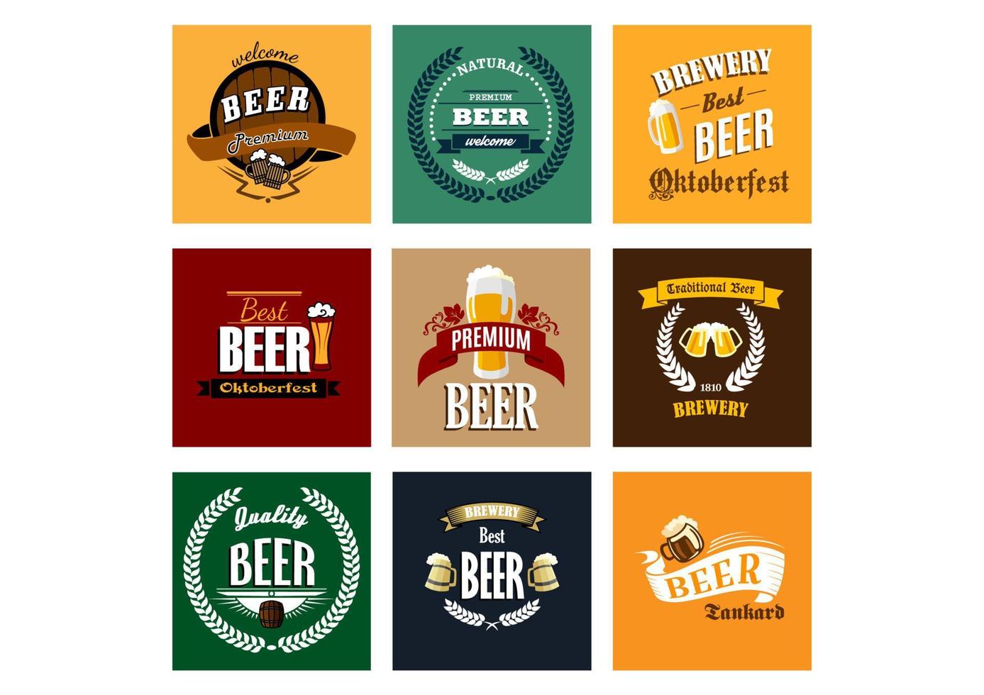 Vintage beer labels and emblems collection vector