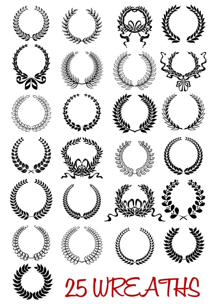 Laurel wreaths icons in retro style vector