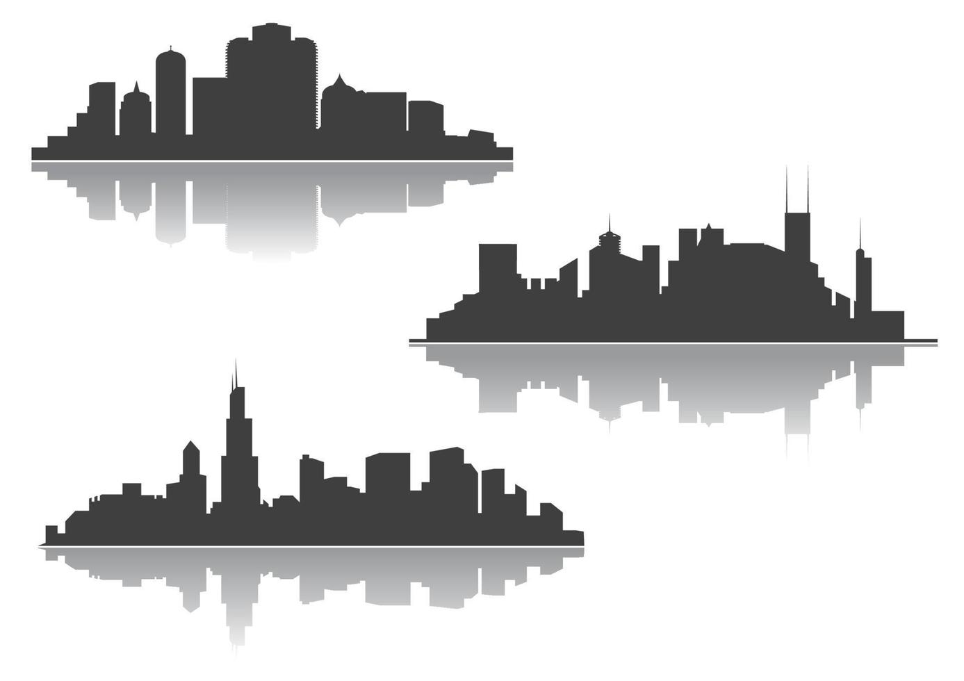 Silhouettes of downtown cityscape vector
