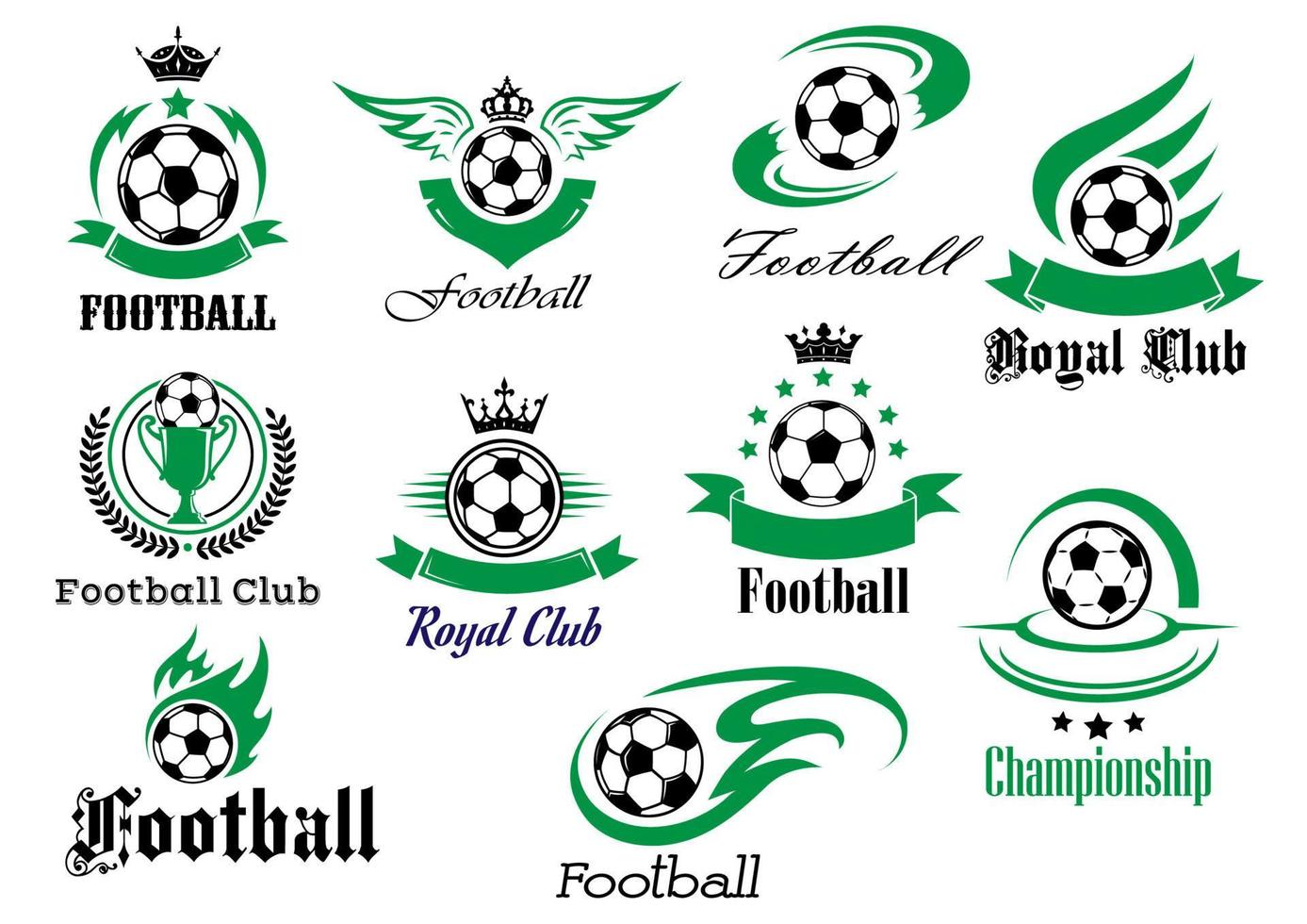 Football emblems and logo isolated on white set vector