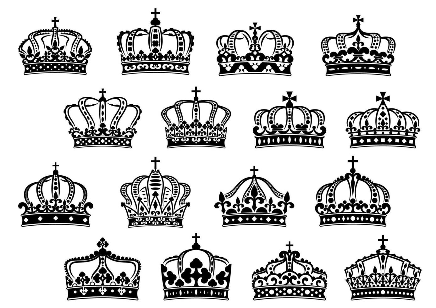 Royal or imperial crowns set vector