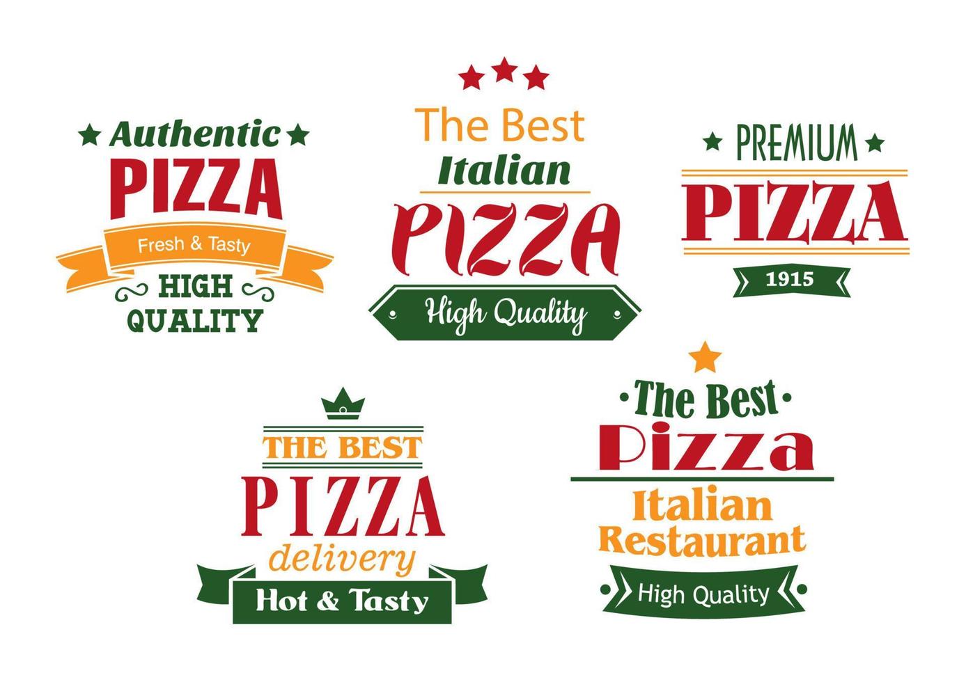 pancartas, etiquetas y letreros de pizza vector