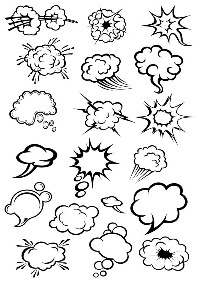 Comics explosion clouds and speech bubbles vector