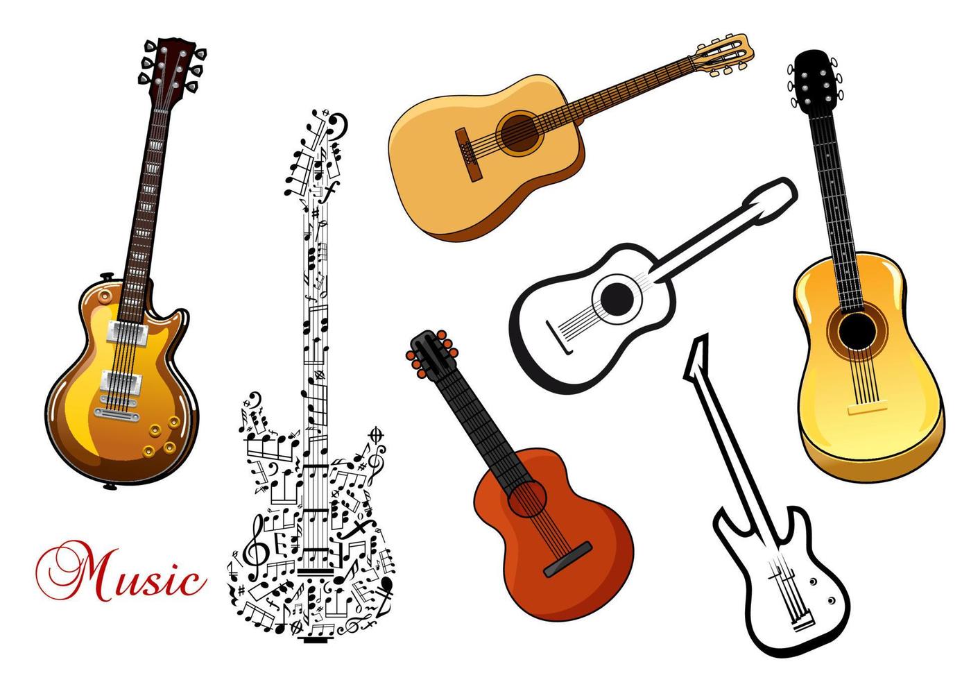 conjunto de guitarras musicales vector