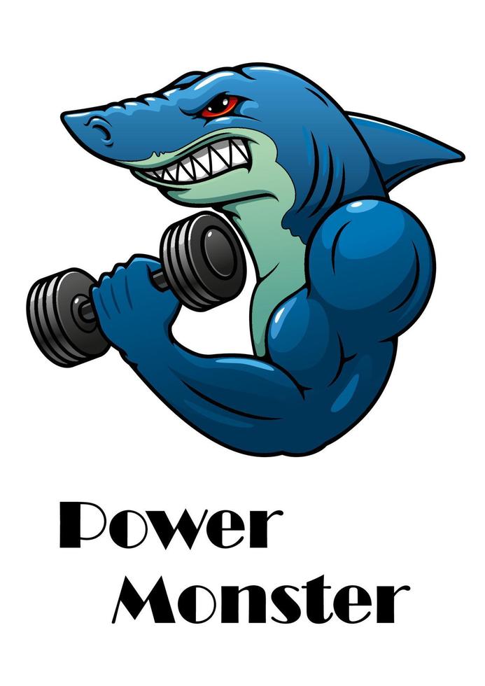 Shark athlete with dumbbells vector