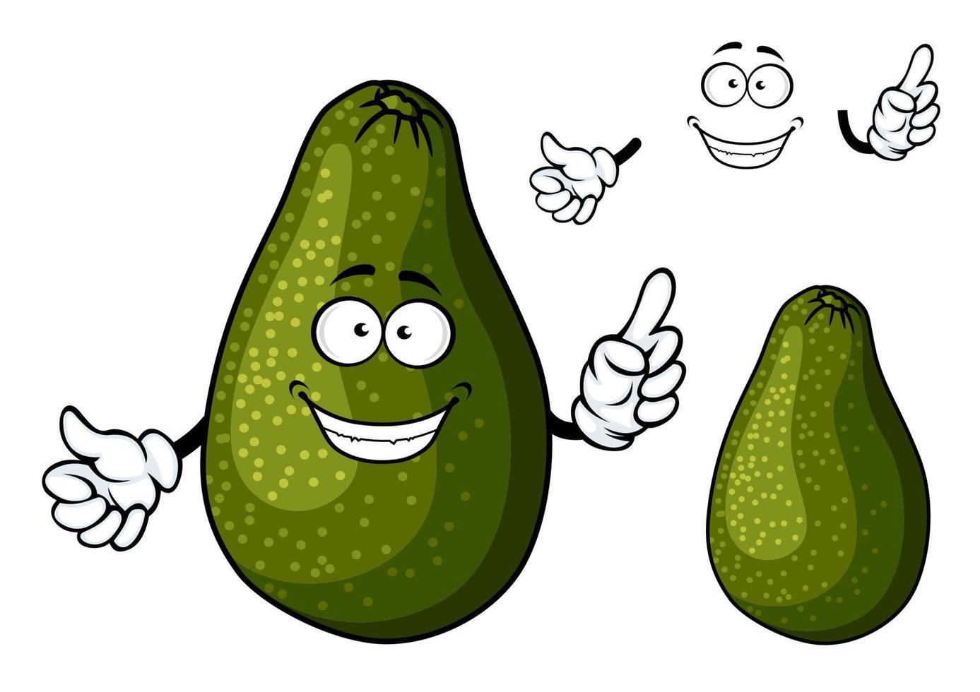 Smiling ripe green avocado fruit character vector