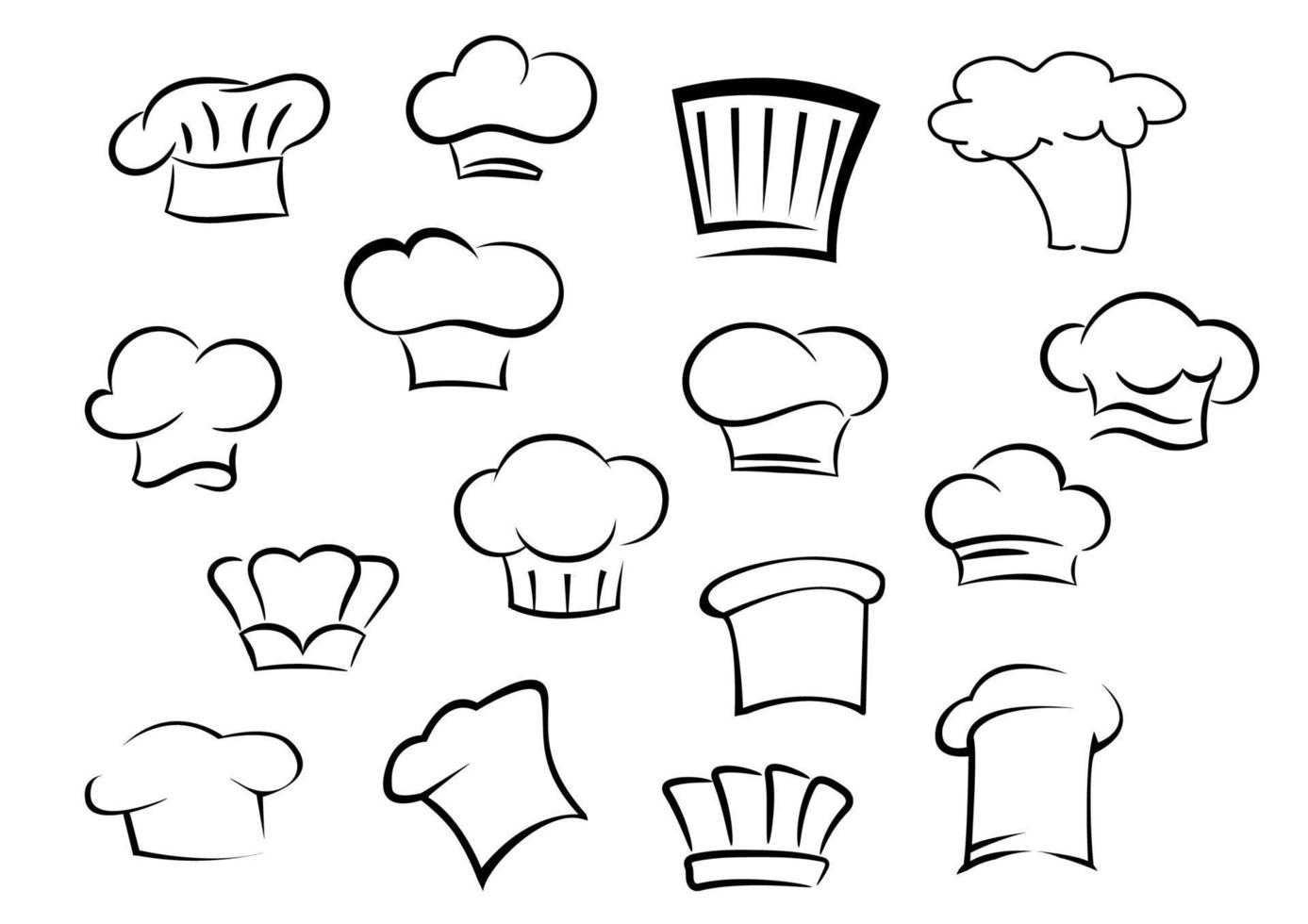 Gorros o gorras de chef para el personal de cocina. vector