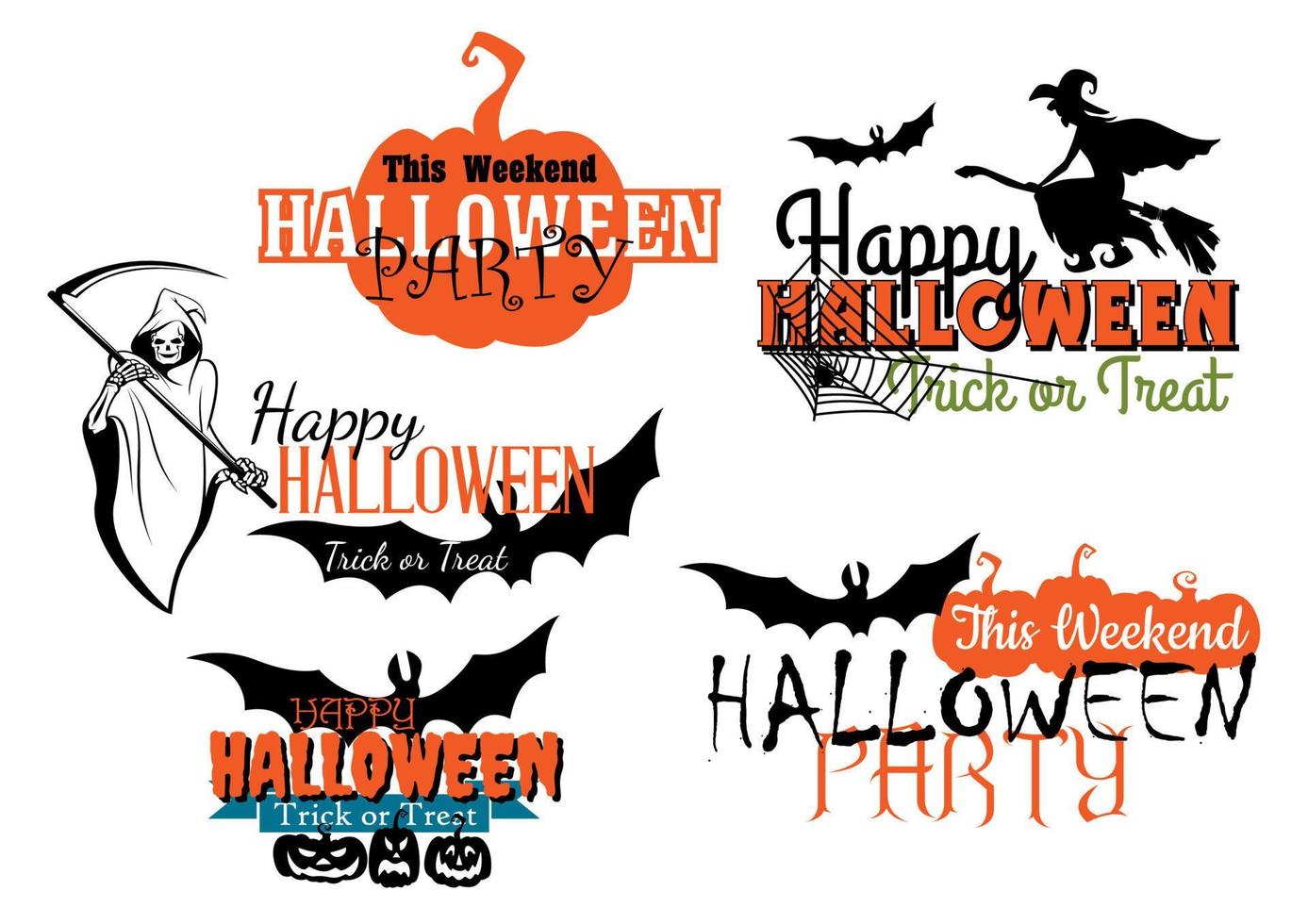 conjunto de diseños de fiesta de halloween vector