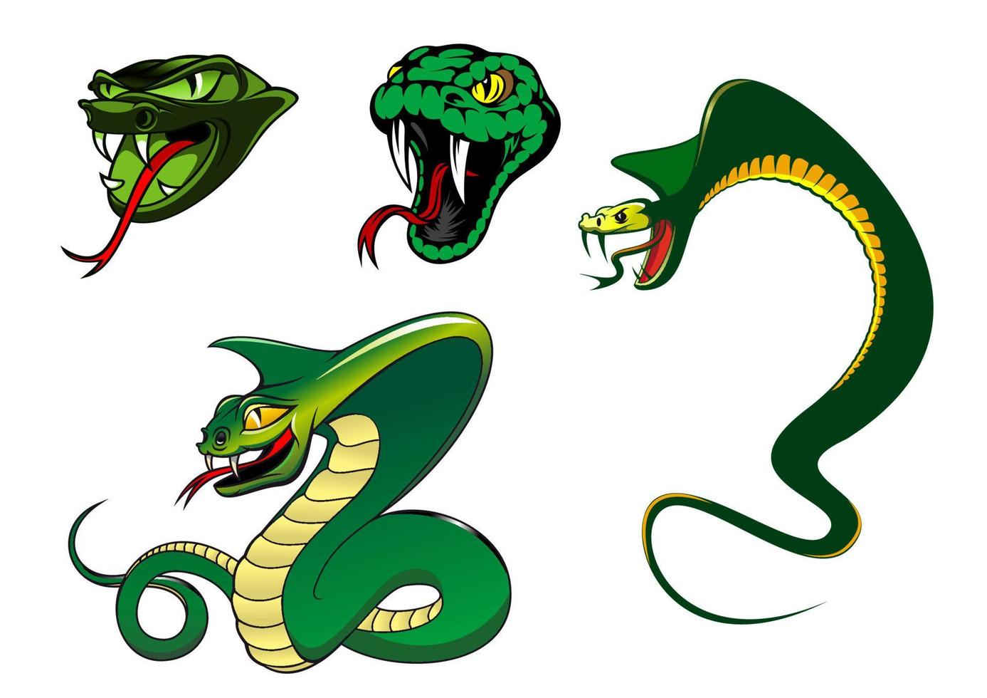 personajes de serpiente enojado de dibujos animados vector