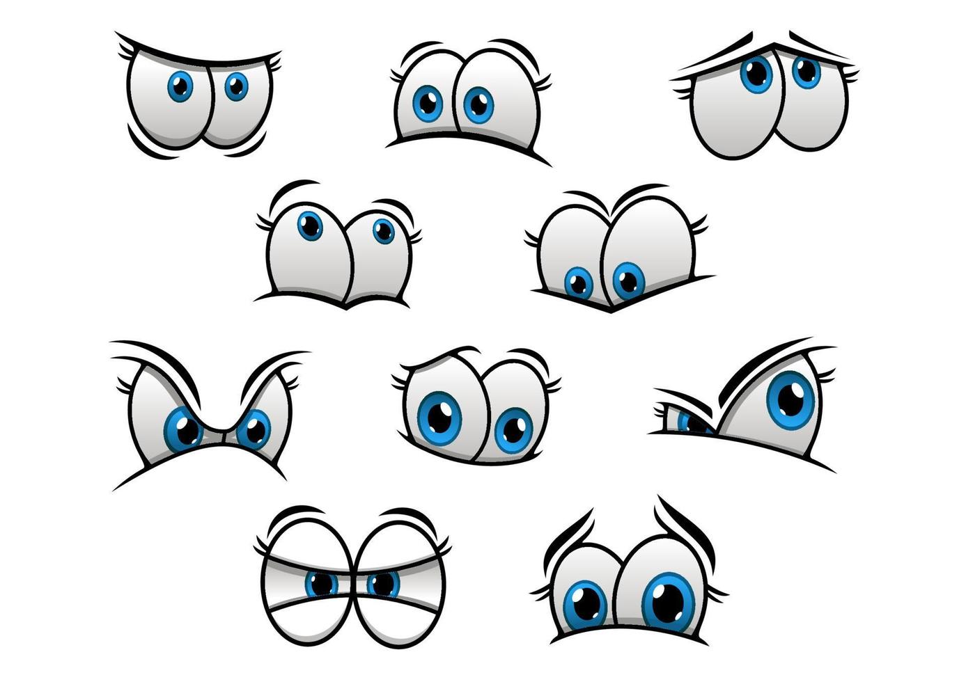grandes ojos azules en estilo de dibujos animados o cómic 11520899 Vector  en Vecteezy