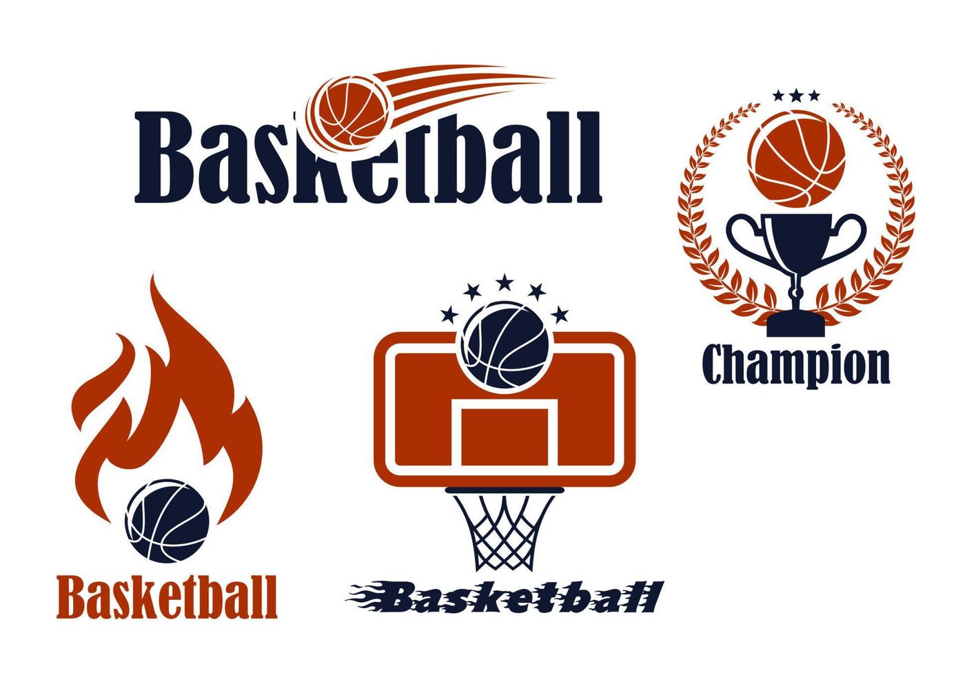 emblemas y símbolos del equipo deportivo de baloncesto vector