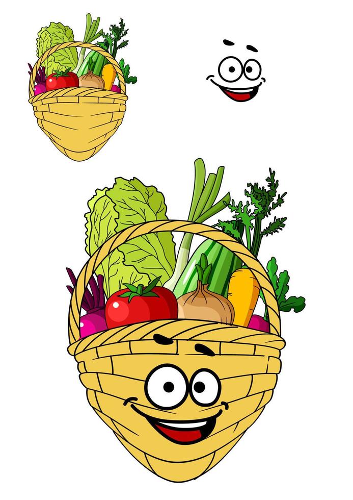 Shopping basket with healthy groceries vector