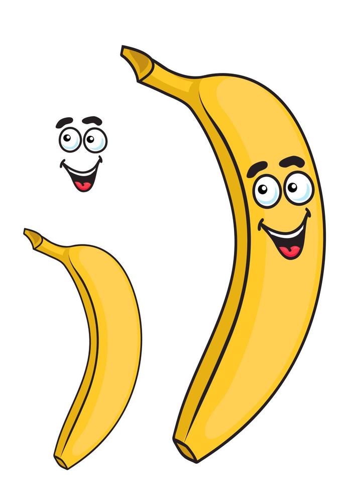 fruta de plátano de dibujos animados amarillo sonriente feliz vector