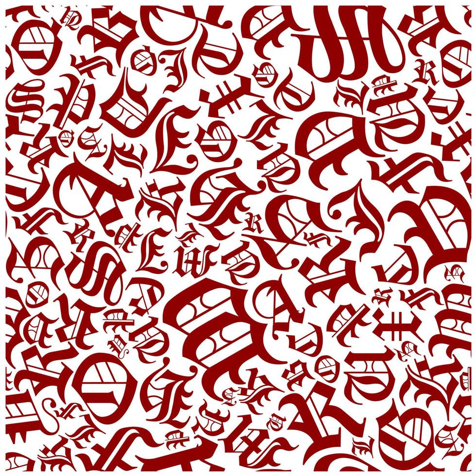 Medieval gothic letters seamless pattern vector