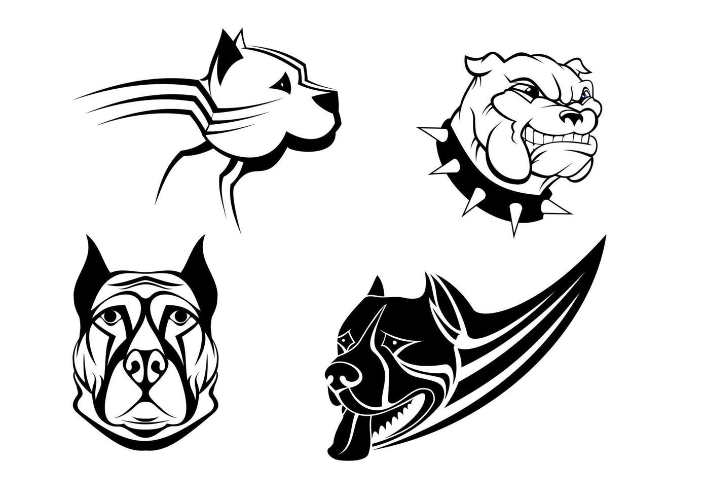Guard powerful dogs set vector