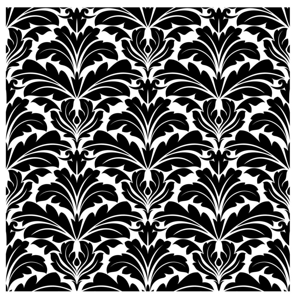 Bold black and white damask floral seamless pattern vector