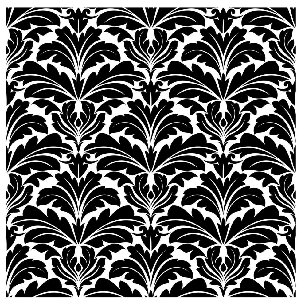 Bold black and white damask floral seamless pattern vector