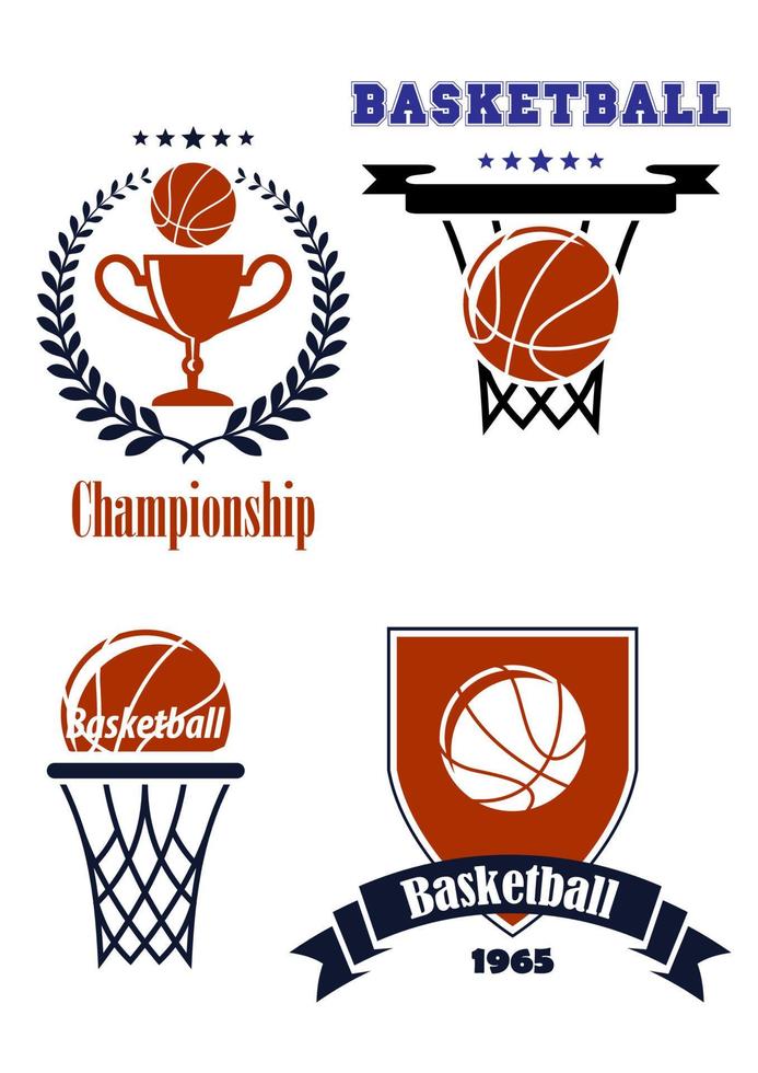 Basketball sporting symbols or logos vector