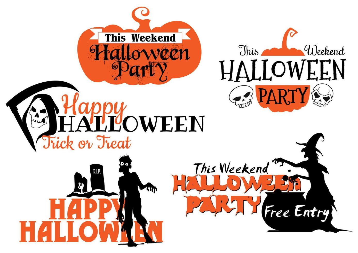 conjunto de banners de fiesta de halloween vector