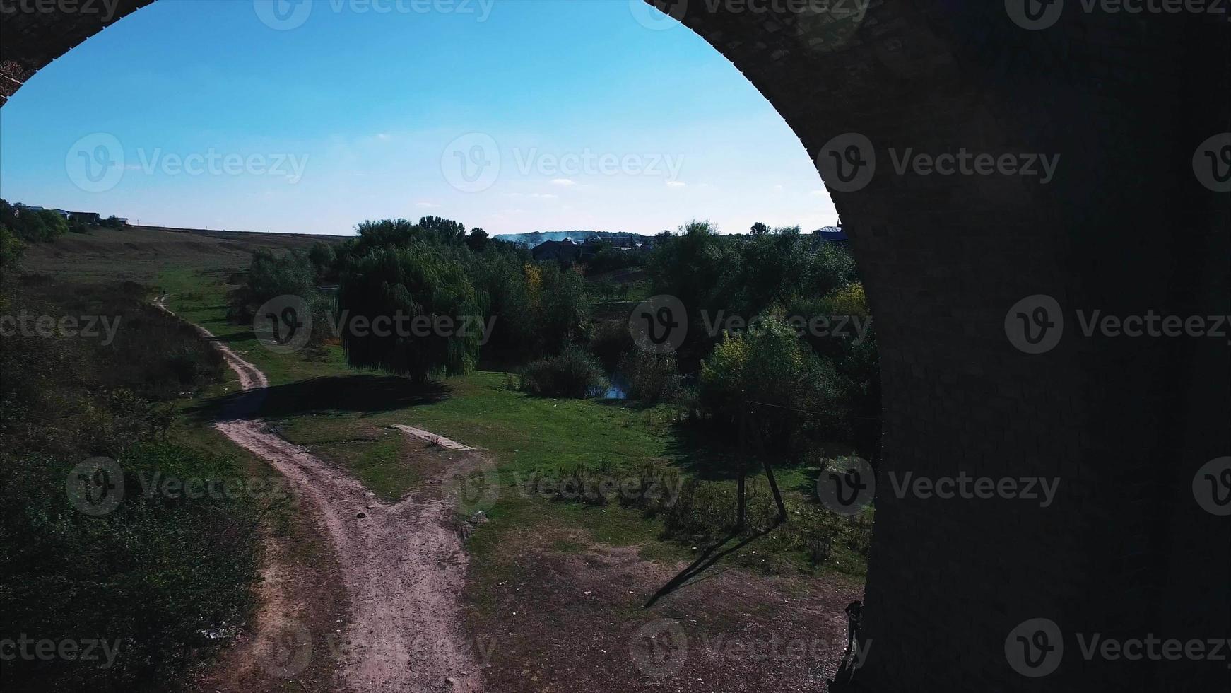 aerial shot of the stone railway bridge photo