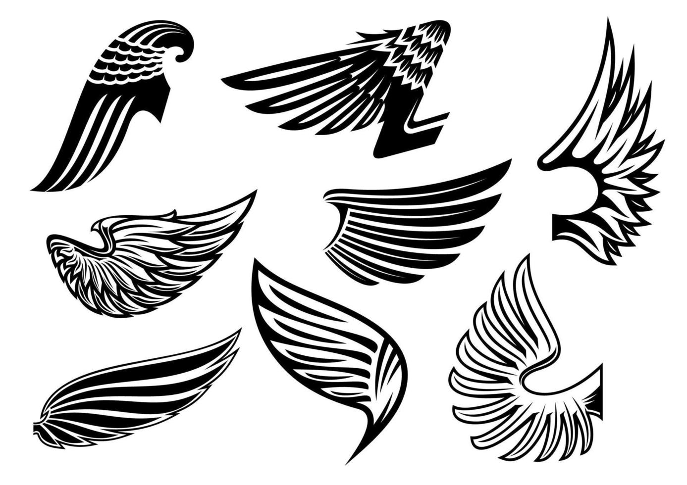 ángel heráldico alas blancas y negras vector