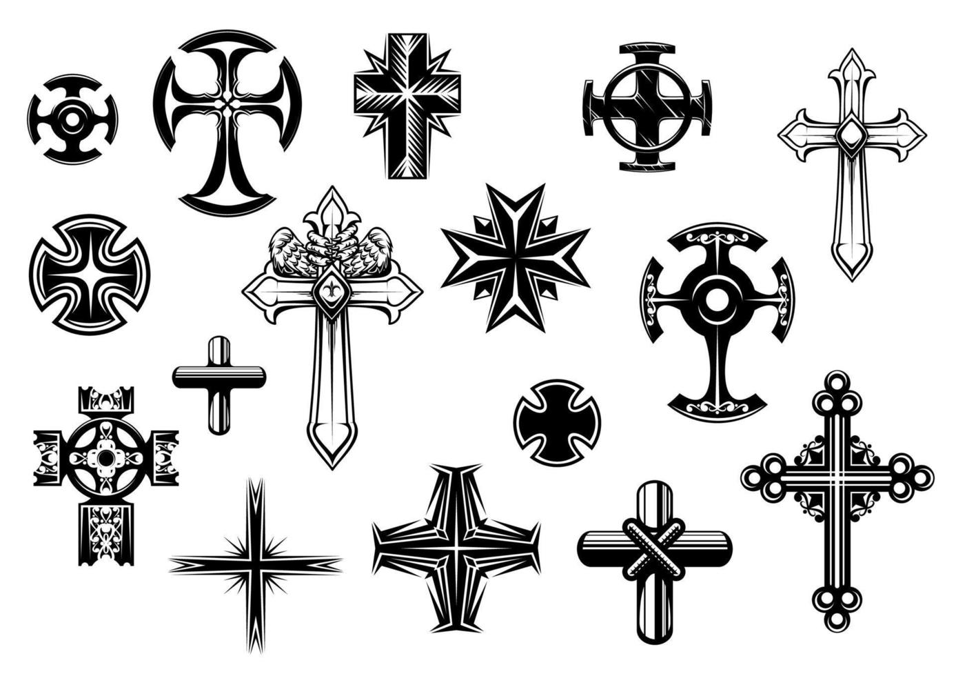 Religious crosses set vector