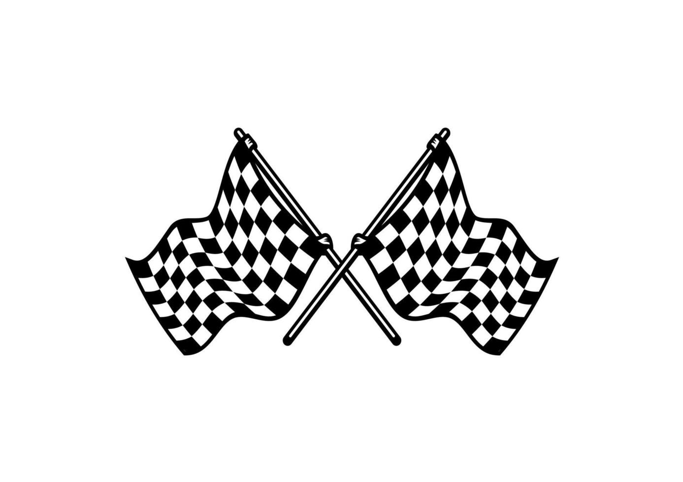 Two crossed black and white checkered flags vector