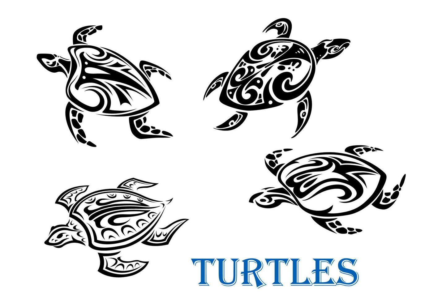 Swimming turtles set vector