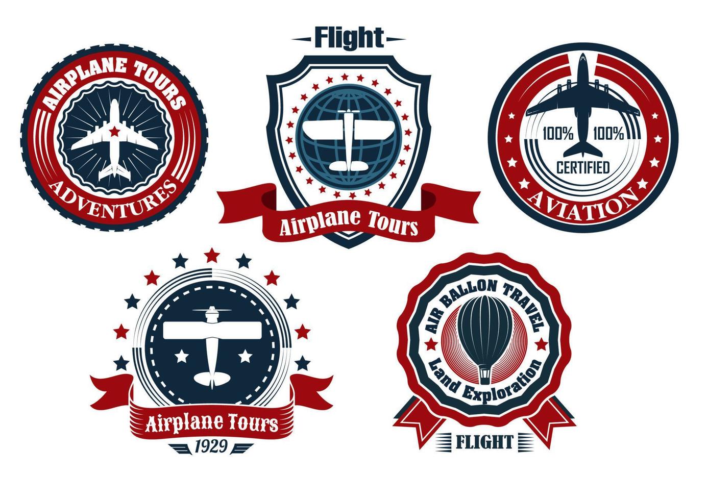 Retro flight emblem, logo, label set vector
