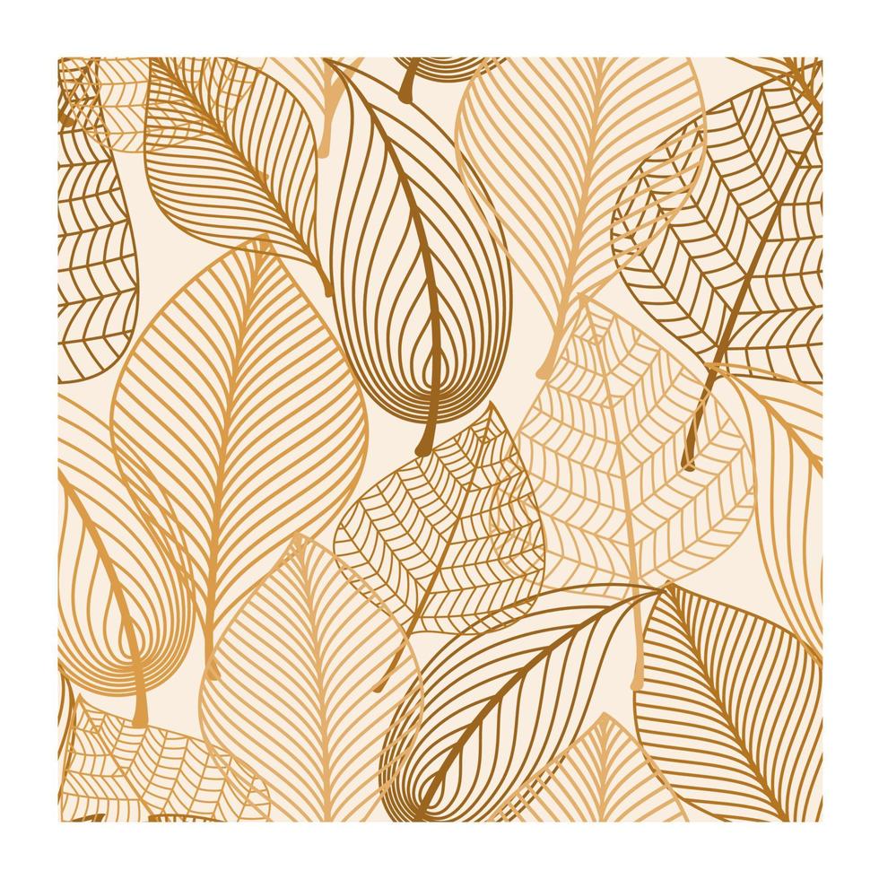 Atumnal seamless pattern with brown leaves vector